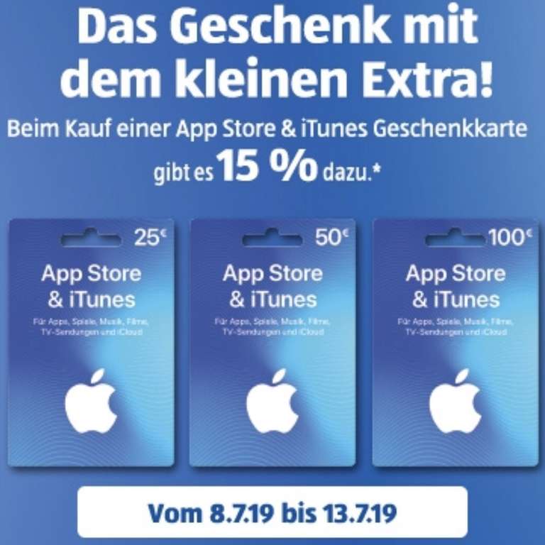 iTunes Guthaben 15% geschenkt ab 25€ [ALDI Süd]