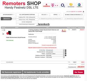 Remoters Vodafone Kabel Deutschland 400 Try & Change für eff. 12,07€ durch 310€ Cashback