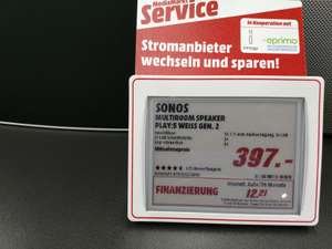 Lokal MM Böblingen Sonos Play 5 - 397 Euro, Sonos Play 3 - 222 Euro, Sonos Playbase - 557 Euro