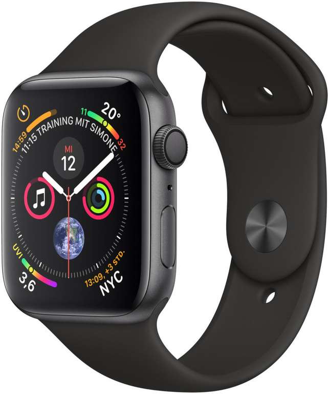 Apple Watch Series 4 GPS 44mm Aluminiumgehäuse Space Grau Sportarmband Schwarz für 389,70€ inkl. Versandkosten [Gravis ebay]