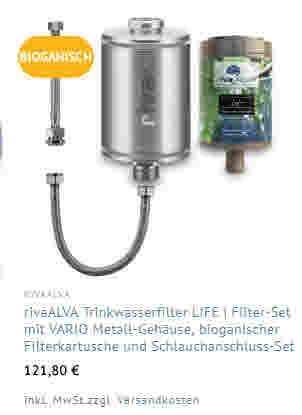 10% Rabatt auf Trinkwasserfilteranlagen und Zubehör von RIVA *made in Germany*