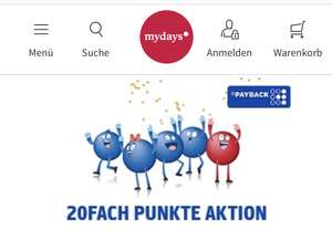 [Payback] 20Fach Punkte bei Mydays.de entspricht 10% Rabatt