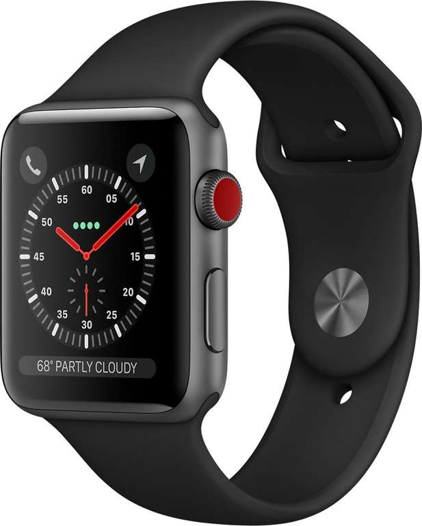 Apple Watch Series 3 GPS Cellular Grau Aluminium 38mm Sport schwarz (+ 1695 Superpunkte mit Club Rakuten)