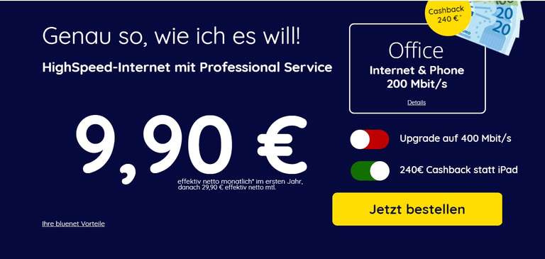 [bluenet] Unitymedia Office Internet&Phone 200 + Empfehlung für effektiv 15,34 €/ Monat inkl Fritzbox 6490 [auch für Privatkunden]