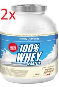 2 x 2,3 kg Body Attack  100% Whey Protein (11,73 €/kg)