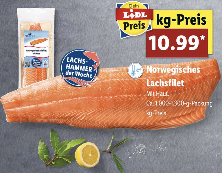 Norwegisches Lachsfilet Preis je kg nur 10,99€! - Packung ca. 1000 - 1300g. Stücke