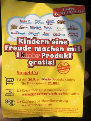 Ein Kinder-Produkt gratis am 20.09.2019 (GzG) Kindertag / Weltkindertag