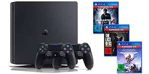 Playstation 4 Slim 1TB - 2x Controller + Last of us + Uncharted 4 + Horizon: Zero Dawn oder mit Days Gone[Amazon]