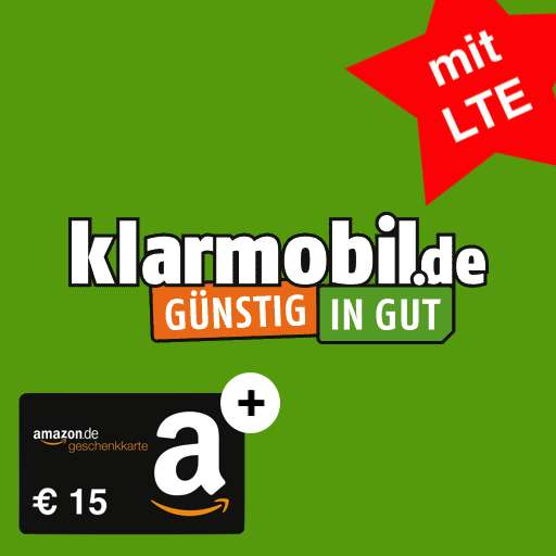 Klarmobil Smartphone Flat (500 MB LTE) mit 100 Freiminuten für mtl. 2,99€ + 15€ Amazon Gutschein [Telekom-Netz]