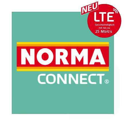 Norma Connect Prepaid Tarife mit LTE 25 im Telekom-Netz: z.B. 2GB LTE + Allnet- & SMS-Flat für 7,99€ / 4 Wochen (ca. 8,56€ / Monat)