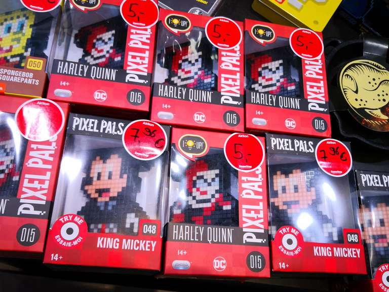 Gamestop Pixel Pals Harley Quinn, SpongeBob, Mickey Mouse