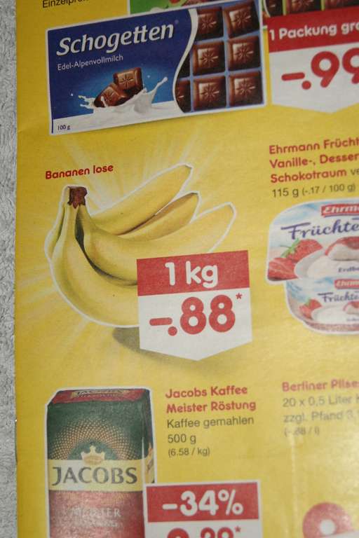 Bananen für nur 88 Cent je kg bei netto bundesweit ab 23.9.