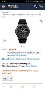 Samsung Gear S3 Frontier Smartwatch bei Amazon