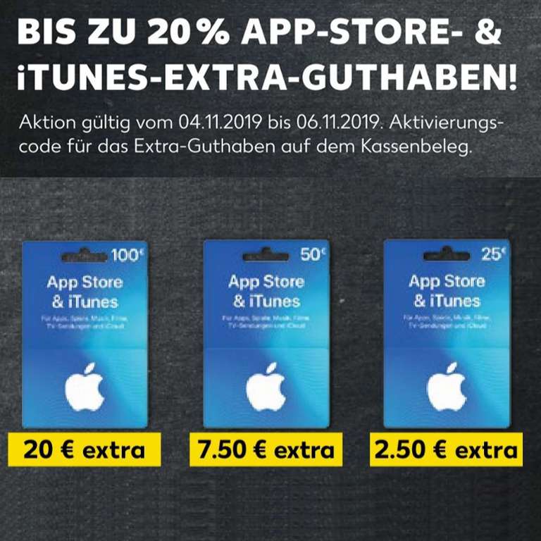 [Rossmann] Bis zu 20% extra Guthaben auf App Store & iTunes Geschenkkarten