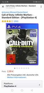 Amazon Prime - CoD Infinite Warfare für PS4 - ohne Prime 5€ Versand