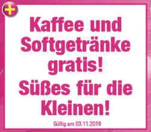 Lokal Lüneburg: Kaffee u. Softgetränke gratis + Süßigkeiten für die Kinder + 20% Gutschein auf einen Artikel - am verkaufsoffenen Sonntag
