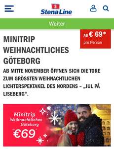 Minitrip mit Stena Line Kiel-Göteborg-Kiel 3Tage ab 69€ p.P.