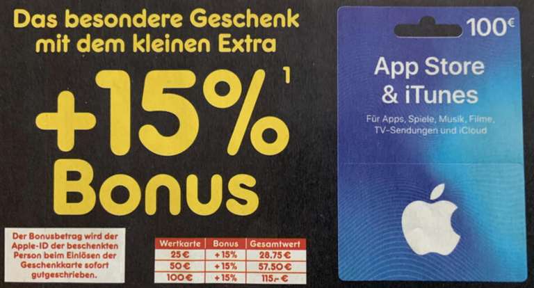 Netto-MD: 15% Bonus-Guthaben für App Store & iTunes - 25€, 50€ u. 100€ - ab 11.11. - 16.11.