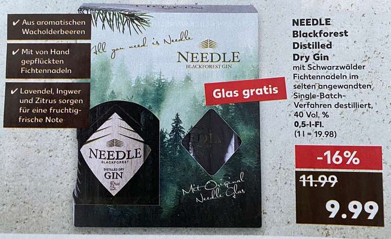 NEEDLE Gin 0,5 l für 9,99€ inkl. Glas (Kaufland)