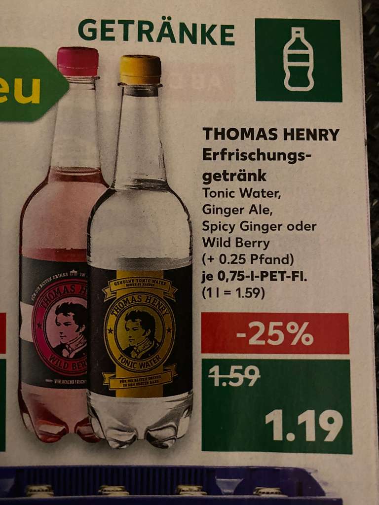 (Kaufland) Thomas Henry 0,75l Tonic Water / Ginger Ale / Wild Berry / Spicy Ginger