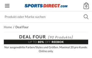Sports Direct bietet bis zu 80% auf Reebok, 90 Produkte im Sale, viel für die Ladies und Gym