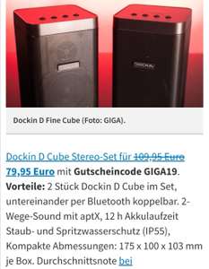 Dockin D Cube Stereo Set oder 2x DOCKIN D Mate Direct 2nd Gen Bluetooth Lautsprecher zum BestPreis