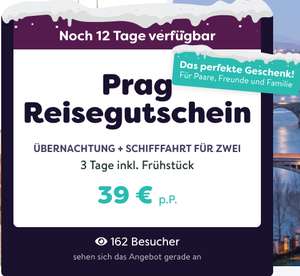 Prag-Reisegutschein – 3 Tage inkl. Frühstück u. Schiffahrt für 2 für 39,– € p.P.