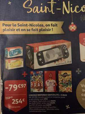 [Lokal / Grenzgänger LU/FR] Nintendo Switch Lite inkl. Fifa 20, Sushi Striker und Captain Toad Treasure Tracker @Auchan