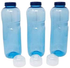 Kavodrink Trinkflasche Tritan 3 x 1 Liter + 3 x Sportdeckel Flip-Top