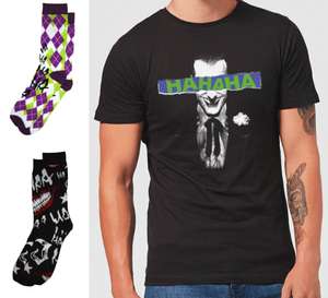 2 paar Socken + 1 DC T-Shirt, zB.: Joker + kostenlose Lieferung