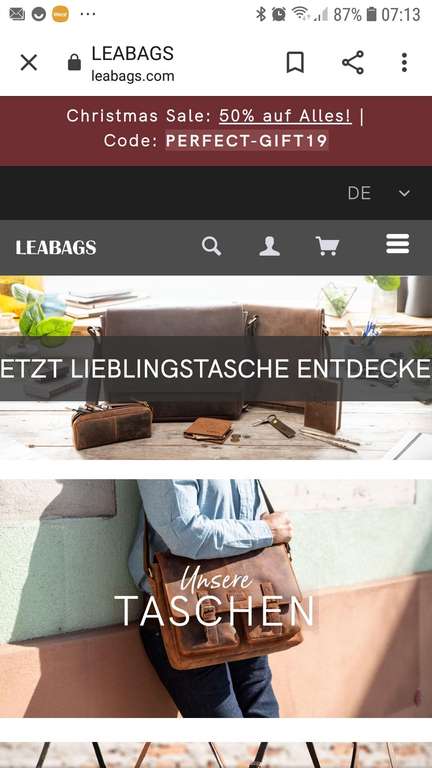Leabags Taschen und Accessoires, Christmas Deal - wieder 50% Aktion auf alles.