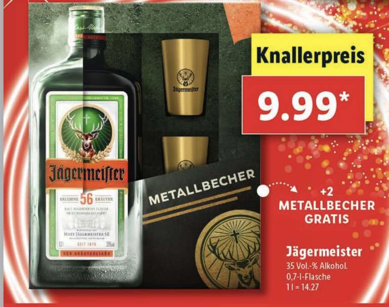 Lidl Jägermeister (0,7l) + 2 Metallbecher