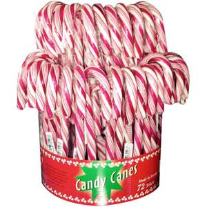 Candy Stöcke rot-weiß 72 Zuckerstangen in der Dose (18cm & einzeln verpackt)