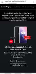 569,05€ (für Studenten) / 599€: OnePlus 7 Pro 8Gb + 256Gb mir. Gratis In-Ear-Kopfhörern