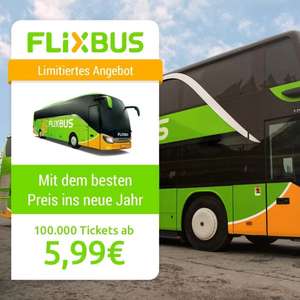 [Flixbus] 100.000 Tickets ab 5,99€ über die App bis Sonntag (Reisezeitraum vom 07.01. bis 05.02.)