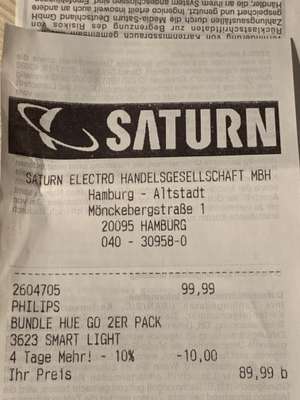 [Lokal?] Saturn HH City | Philips Hue Go 2er Pack (ohne Bluetooth) mit Saturn-Card