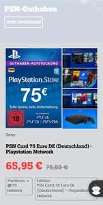 Games Rocket Playstation Store 75€ Guthaben für 65,95€ (Download)