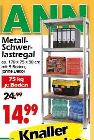 Wreesmann: Metall Schwerlastregal / Werkstattregal 5 Böden, 75kg pro Boden