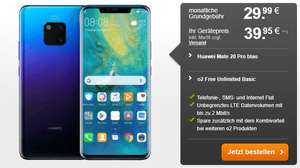 Huawei Mate 20 Pro + o2 Free Unlimited Basic für 29,99€