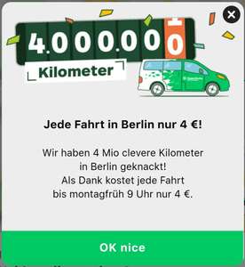 CleverShuttle: jede Fahrt in Berlin nur 4 € (bis 09.03.2020 - 09:00 Uhr)