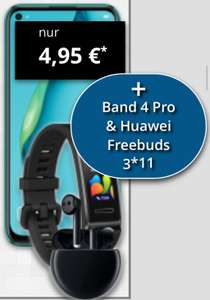 Huawei P40 Lite + Freebuds 3 + Band 4 Pro o. Samsung Gear Fit 2 Pro im Telekom Congstar (10GB LTE, Allnet/SMS) mtl. 25€ einm. 4,95€
