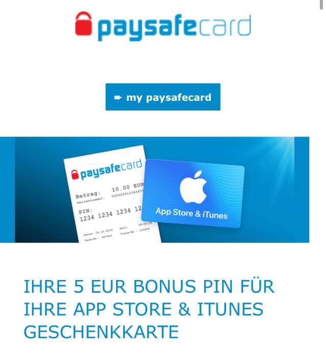 Paysafecard Osteraktion (personalisiert) 5€ iTunes Gutschein geschenkt