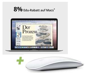 [Studenten] jetzt 8% EDU Rabatt auf Apple Macbook Pro Air - z.B. Macbook Air 2020 256GB + Magic Mouse 2 für für 1062€