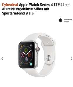 Apple Watch Series 4 LTE 44mm Aluminiumgehäuse Silber mit Sportarmband Weiß