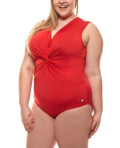 bruno banani Body Blusen-Body hübscher Damen Jersey-Body mit Raffung Große Größen Rot