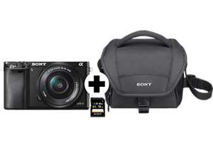 Sony Alpha 6000 E-Mount Systemkamera mit Objektiv AF E 16-50mm 3.5-5.6 OSS PZ (ILCE-6000LB) + Tasche + 16GB SDHC-Karte