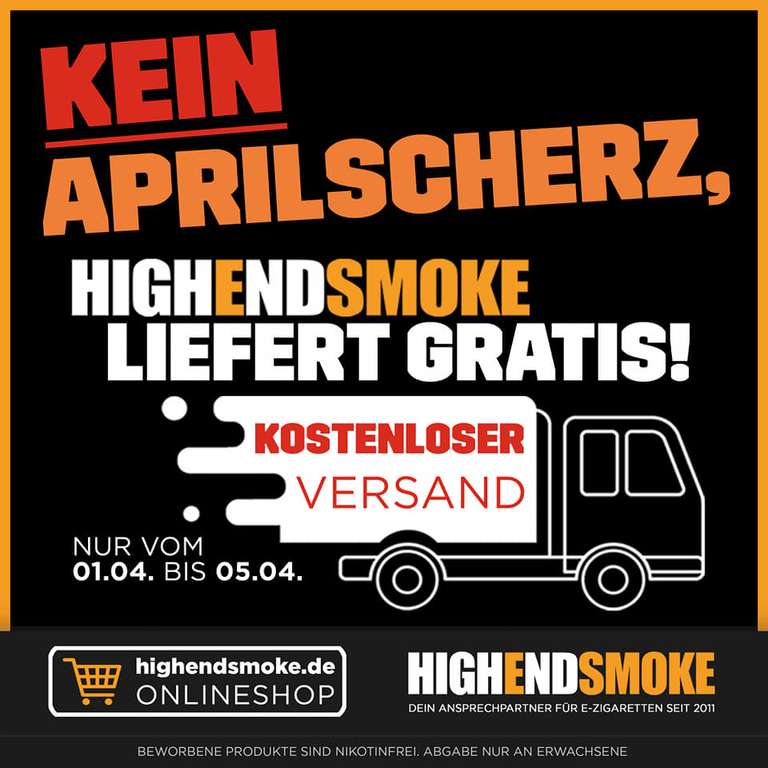 Highendsmoke.de - kostenfreier Versand ohne MBW und 5% Rabatt auf den Warenkorb (E-Zigaretten und Zubehör)