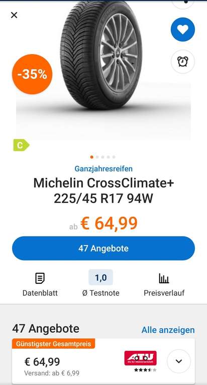Michelin CrossClimate + 225/45 R17 94W EL M+S Allwetterreifen - Weitere gute Angebote auf der Seite von ATU