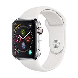 Apple Watch Series 4 LTE 44mm Edelstahlgehäuse mit Sportarmband Weiß [Cyberport]