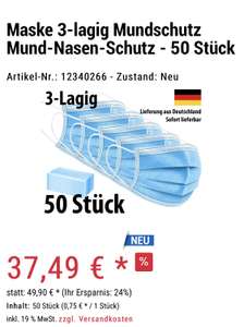 50er Packung Mundschutzmasken günstiger wie bei ALDI für 41,39€ inklusive Versand